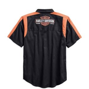 Harley-Davidson® Men's Genuine Oil Can Colorblocked Woven Shirt 99066-18VM